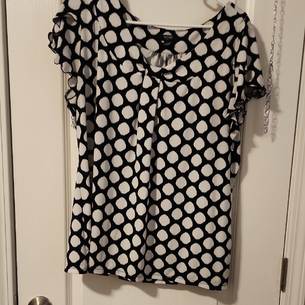 Apt. 9 Black and White Polka Dot Blouse